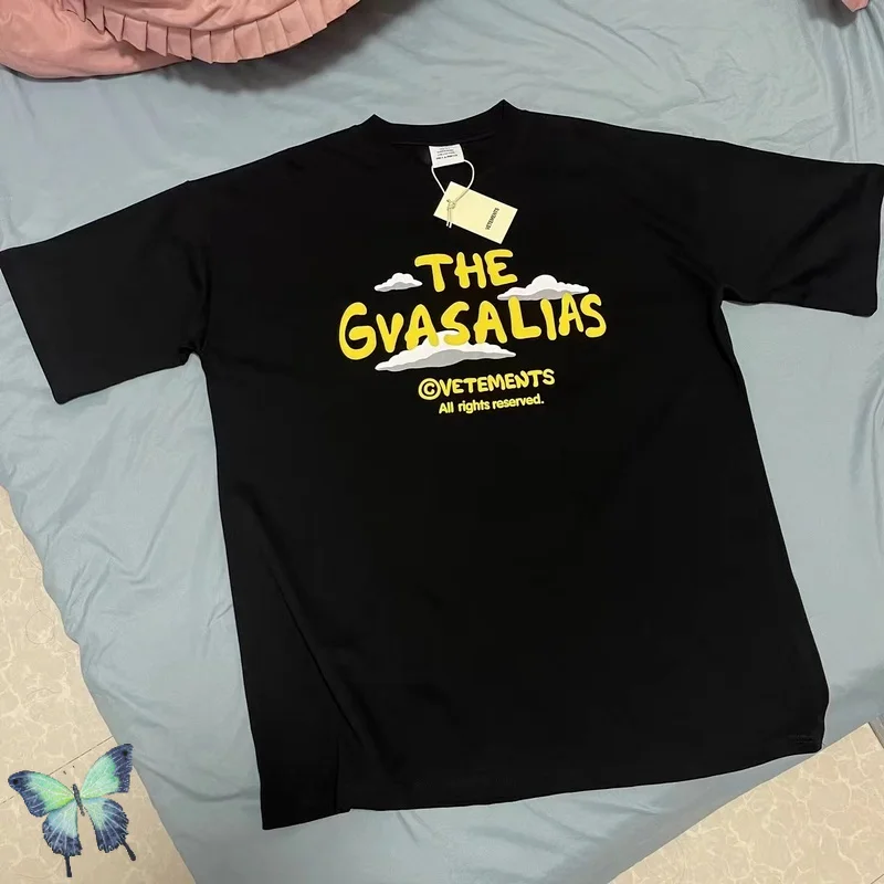 

VETEMENTS T-Shirt Men Women New Style Yellow Letter Logo Foam Print VTM Top Tee
