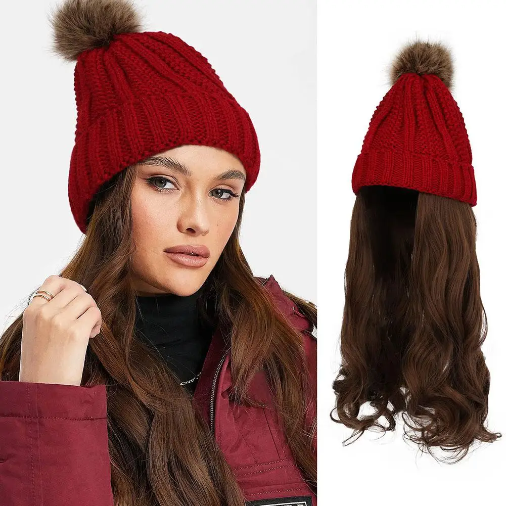 парики Кепка с волосами Шляпа Парик Коричневый Волнистый парик для тела Connect Daily