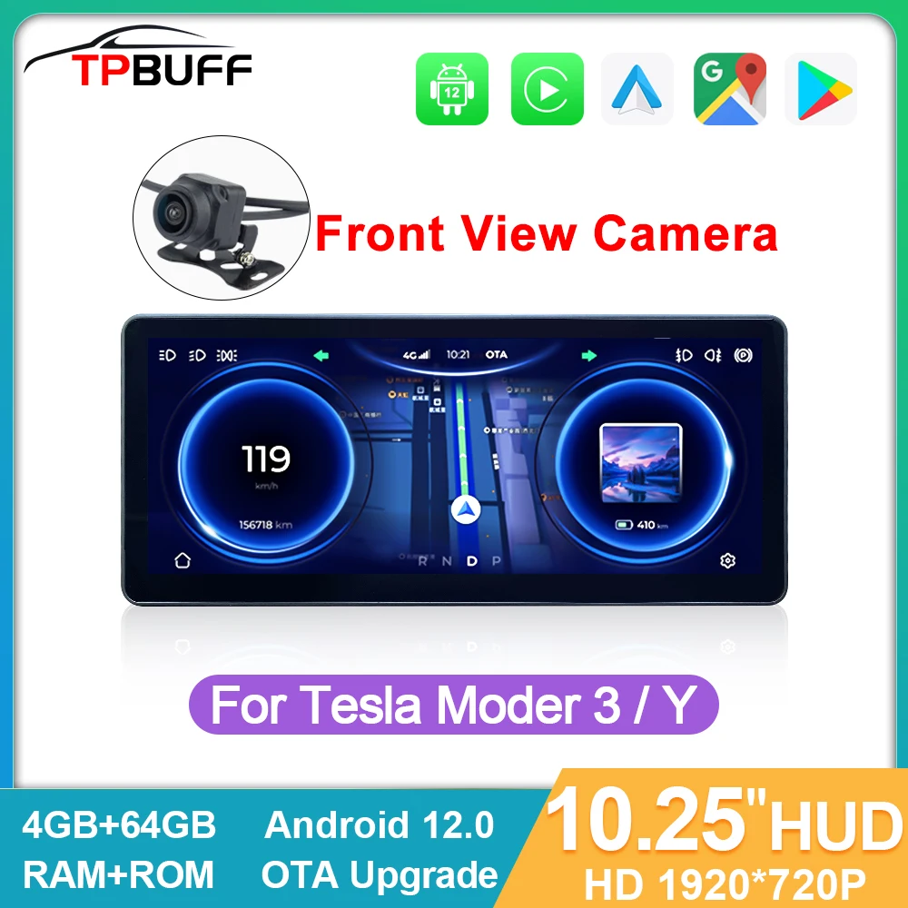 

TPBUFF 10.25inch Head Up Display New Upgrade for Tesla Model 3 Y HUD Digital Center Console Dashboard Touch Screen With Camera