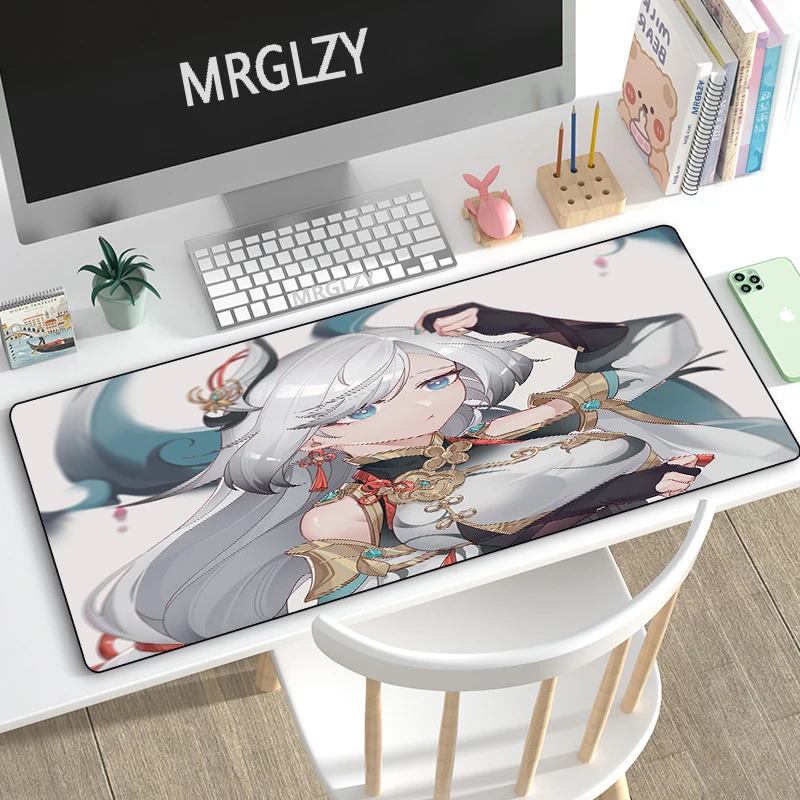 

Anime Girl MousePad Gaming Accessories Genshin Impact Shenhe Large Desk Mat 400*900MM Mouse Pad Rubber Keyboard Mousepad for LOL