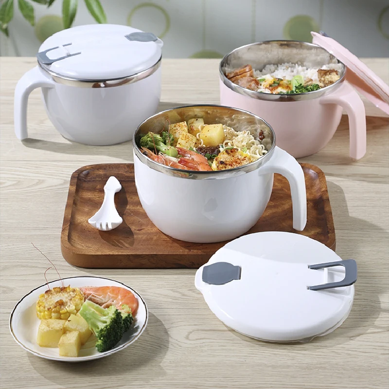 

Stainless Steel Anti-scalding Instant Noodle Bowl Cute Dorm Room Student Office Super Large Fruit Salad Rice Soup Lunch Bowl