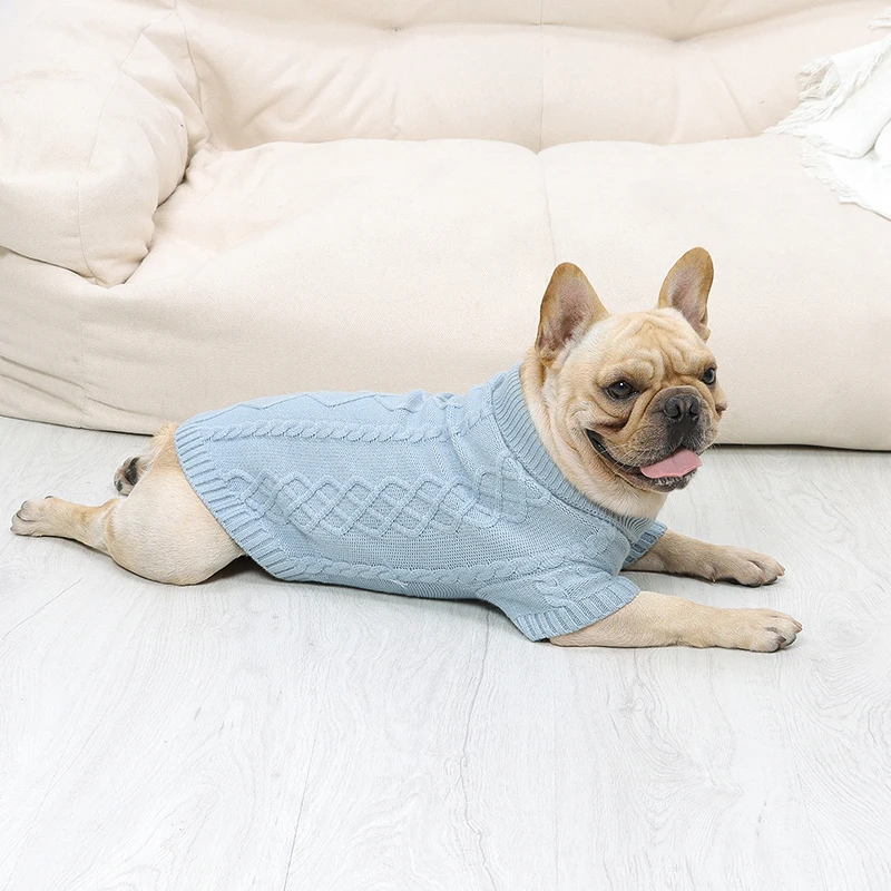 

Pet Sweater Knit Bulldog Chihuahua Clothes Winter Autumn Warm Long Sleeve Soft Pullover Dogs Cat Crochet Waistcoat Fashion Cute