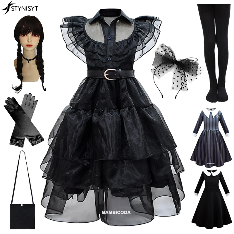 

Gothic Wednesday Addams Family Dance Party High-quality Cosplay Costume Morticia Addams JK Uniform Dress Girls Women Vintage