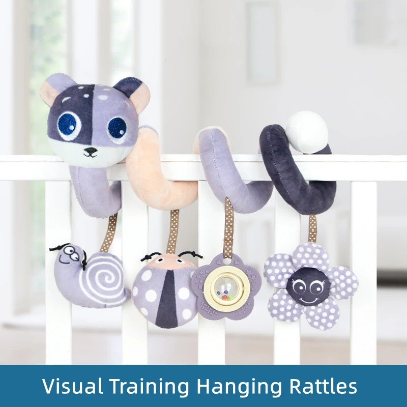 Bed Stroller Hanging Rattles Baby Visual Training Black Whit
