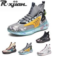 four seasons sports and leisure mens and womens same flying woven popcorn jelly bottom flexible bending basketball shoes