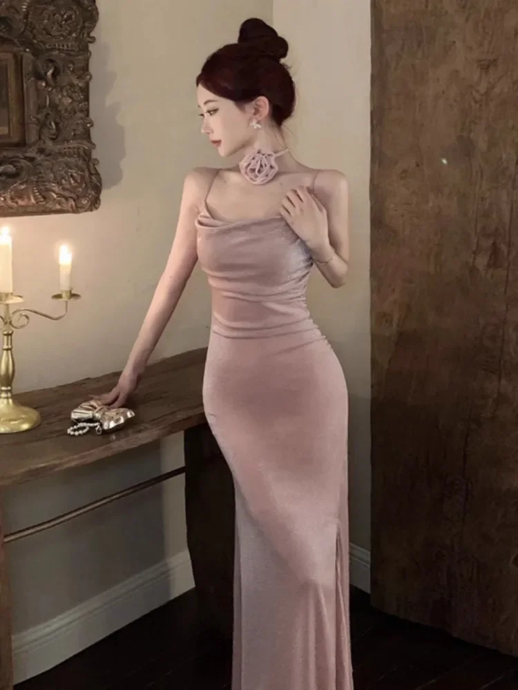 Ezgaga женское платье сексуальные цветы без рукавов с разрезом на шее и открытой