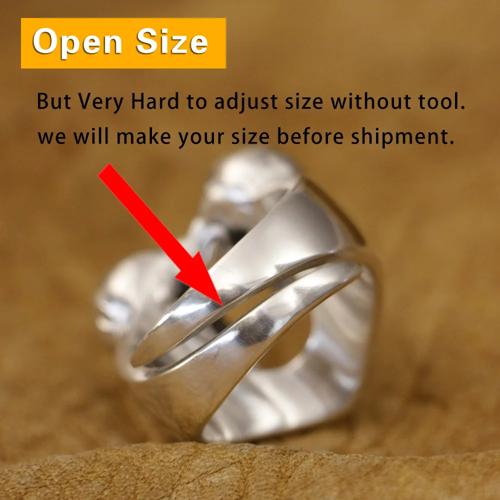 Кольцо из стерлингового серебра 925 пробы Love Forever Skulls Heart Biker Punk Ring TA443 размер США 6 ~ 15