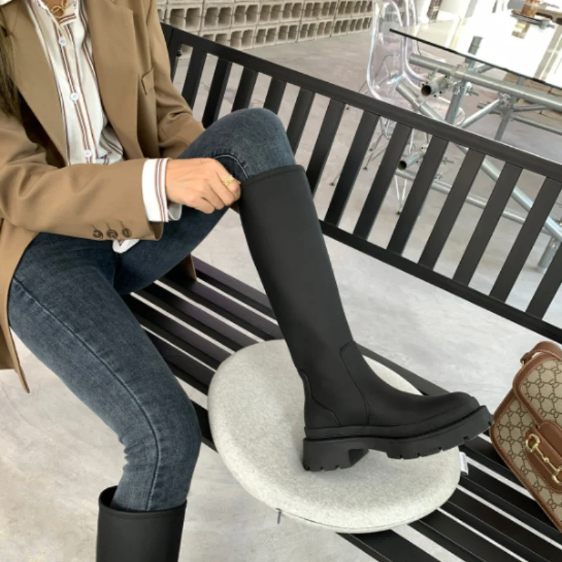 Designer Knee High Boots Casual Women's Shoes 2023 Winter New Middle Heel Goth Chelsea Boots Gladiator Thick Fashionable Boots