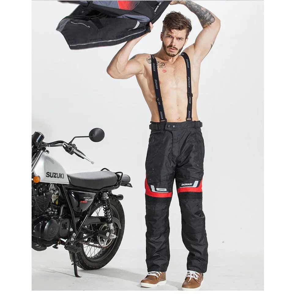 DUHAN водонепроницаемые мотоциклетные брюки мужские хлопковые на подтяжках для
