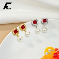 fashion pearl earrings 925 sterling silver jewelry with zircon gemstone drop earrings accessories for women wedding party gift