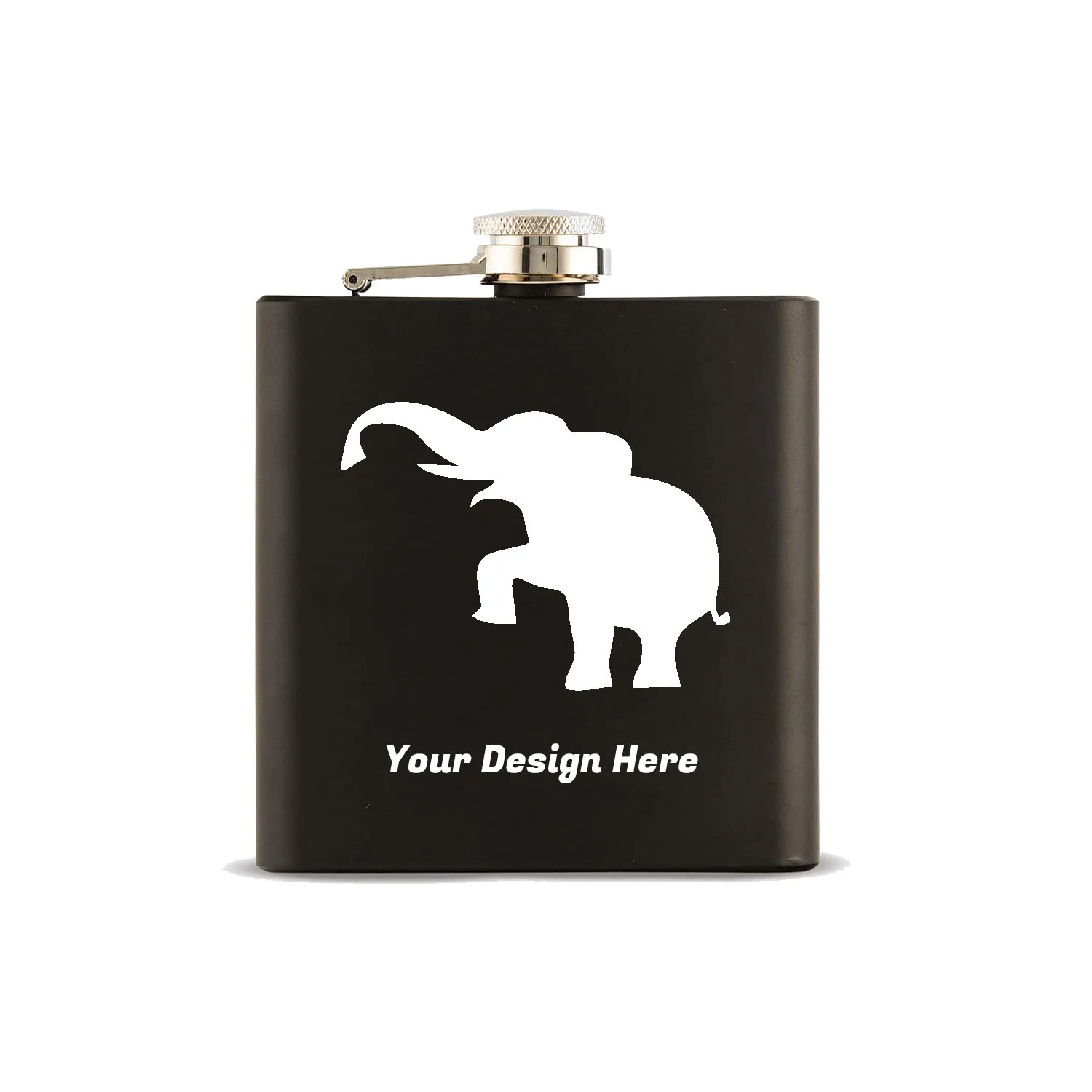 

Пользовательские подарки сейчас, 6 унций, стандартная Питьевая фляжка для влюбленных, металлическая матовая колба 6 унций со слоном, Черная