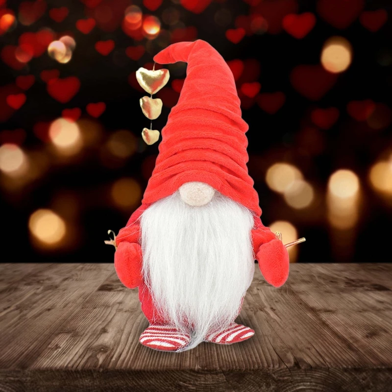 

67JE Valentines Faceless Gnome Push for Doll Ornaments Cute Tomte Elf Toy Home Decora