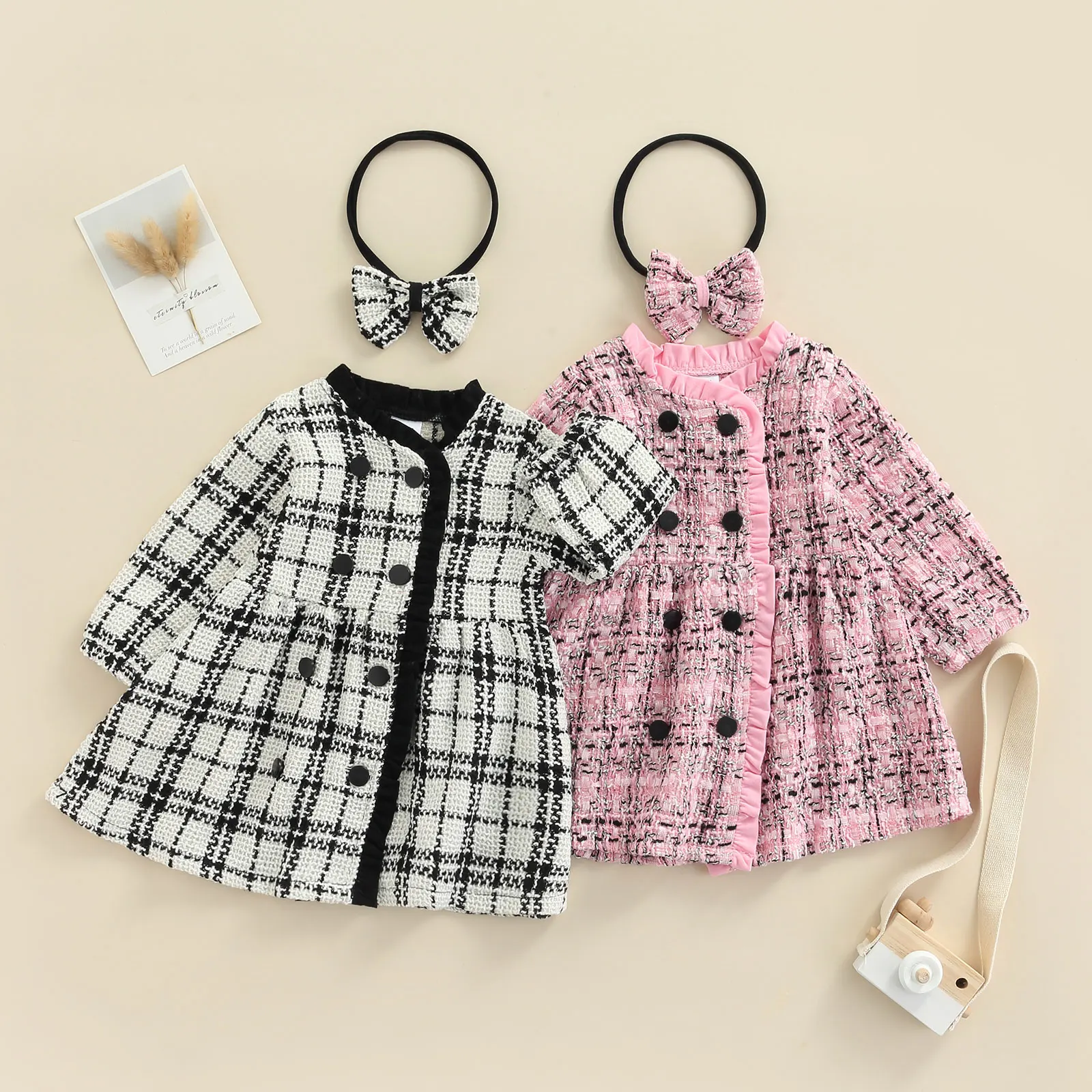 Осенне-зимнее модное платье для маленьких девочек клетчатое платье-трапеция