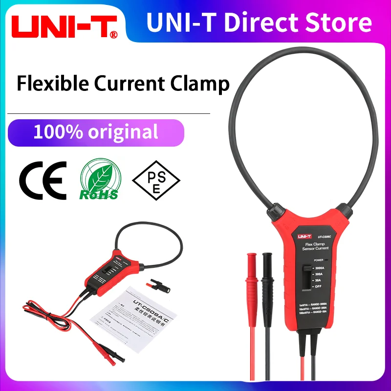 Uni-t Flex Braçadeira Sensor 3000a Amperímetro ac Flexível Osciloscópio Multímetro Atual Sonda 1.5a a 3000a Atual Ut-cs09a c d