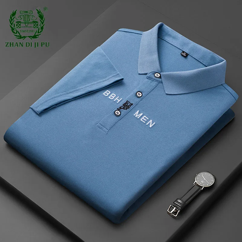 

2022 Summer Solid Color Polo Shirts Mens Letter Pattern Embroidery Casual Lapel Breathable Cotton Short Sleeve Polo Tshirt Male