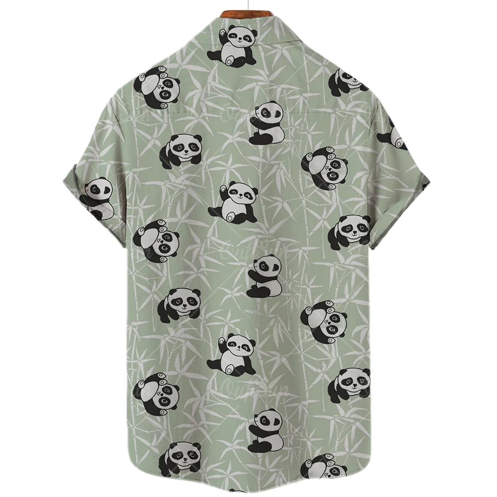 

Fashion Men's Hawaiian Shirt Men Casual Colorful Print Beach Panda Shirt Short Sleeve Plus Size 5XL Camisa Hawaiana Hombre