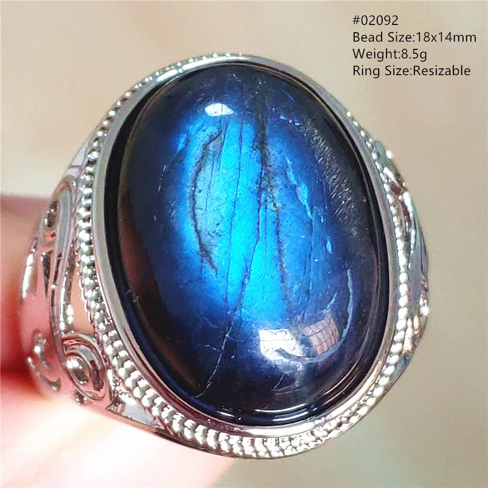 Натуральный черный лабрадорит регулируемое кольцо ювелирные изделия