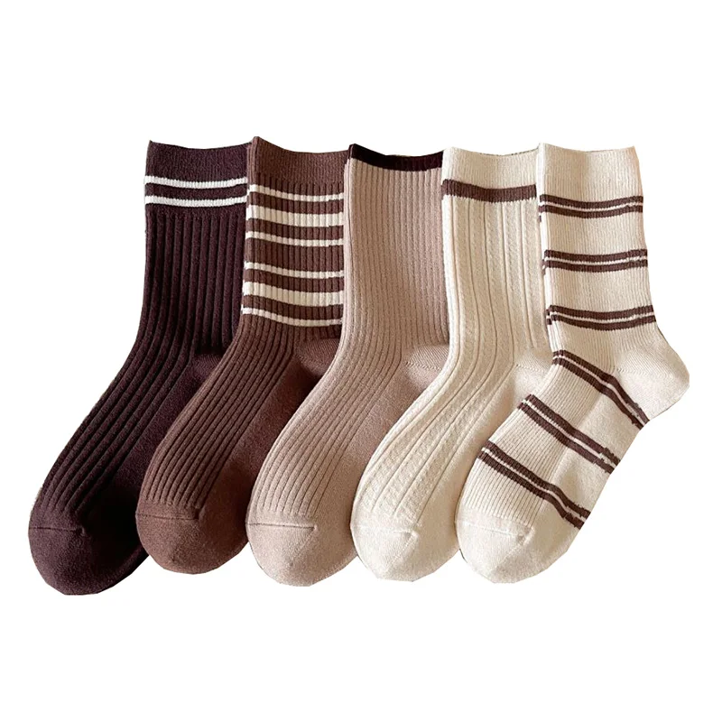 

Winter Thicken Wool Socks Women Fashion Stripes Middle Tube Keep Warm Socks Korean Style Female Slouch Comfortable Socken Damen