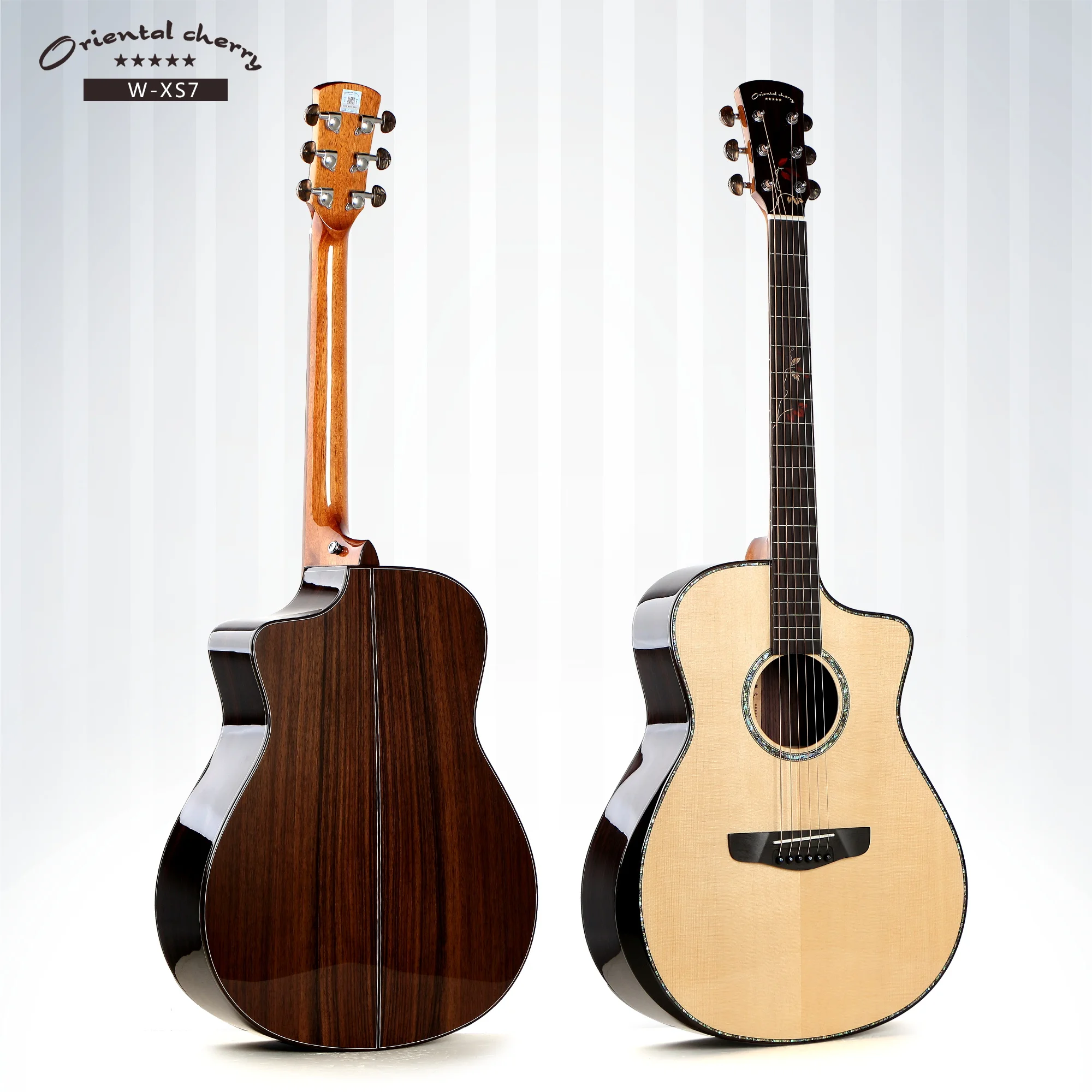 

41 inch cut-away all solid acoustic guitar spruce and rosewood wholesale hand made in China Oriental Cherry W-XS7
