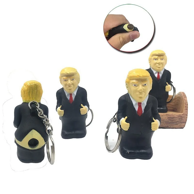 

New 20Pcs Funny Donald Trump Keychain Car Keyrings For Decompression Key Ring Gift Key Chain