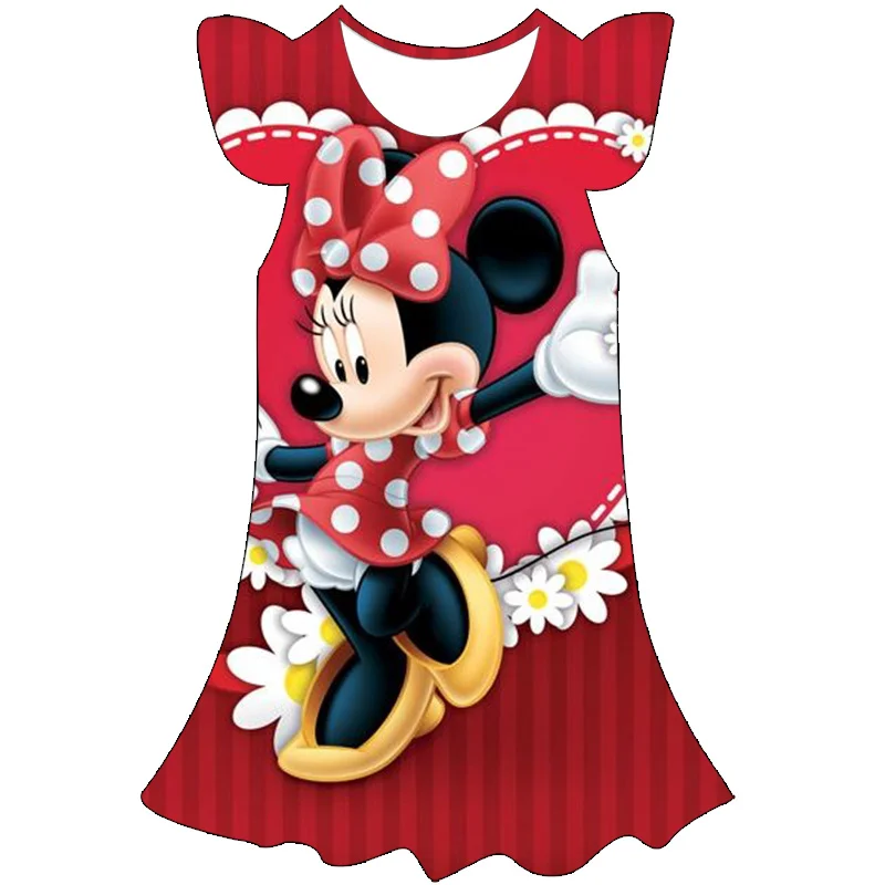 

2022 New Disney Mickey Children's Clothing Summer Casual Cute Skirt Round Neck Skirt Printed Mickey Mouse Mickey Main Dress