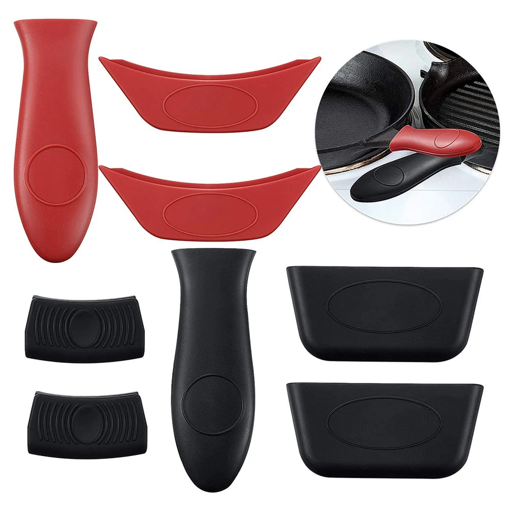 

8 Pcs Silicone Hot Handle Holders Pot Holder Sleeves Lid Covers Removable Hot Resistant Cookware