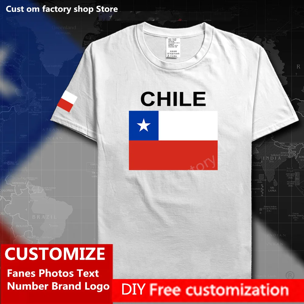 

CHILE Country Flag T shirt DIY Custom Jersey Fans Name Number Brand LOGO Cotton T-shirts Men Women Loose Casual Sports T-shirt