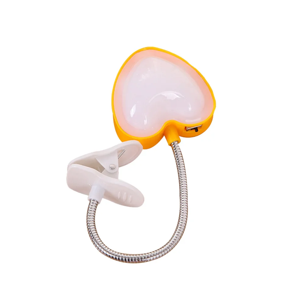 

LED Night Bedside Lamp Eye Care Desk Heart Shape Office Kids Bedroom Portable Clip On Table Flexible Reading Light Foldable