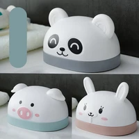 1pcs cute kawaii rabbit panda pig cartoon soap holder bathroom soap dish box home shower travel container soap tray drainer box
