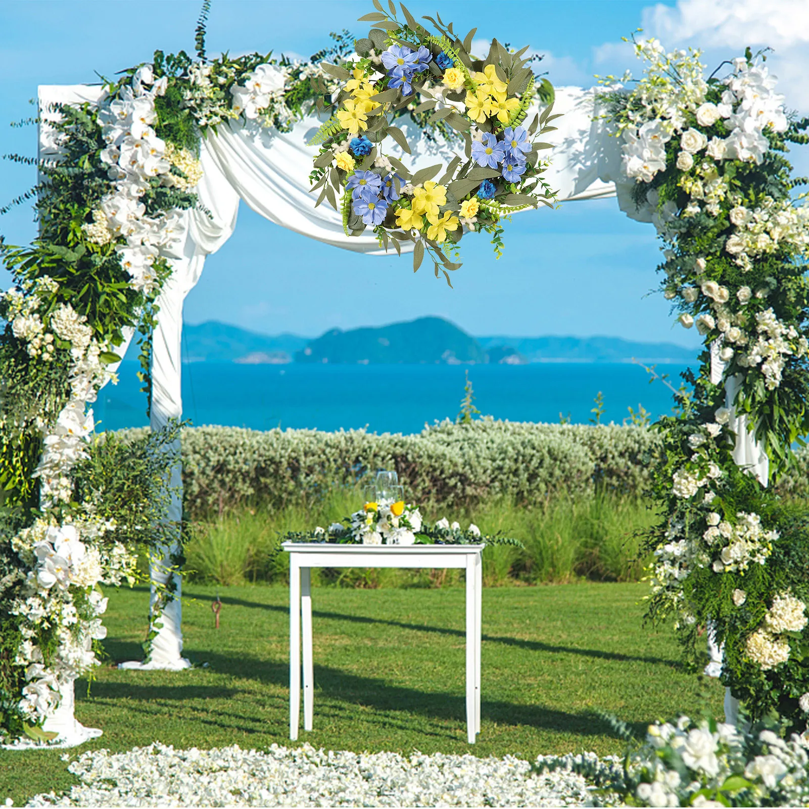 

Цветочный натуральный Плетеный венок Cosmos для весны и лета, Декоративная гирлянда для дома, Свадебный венок для вечеринки