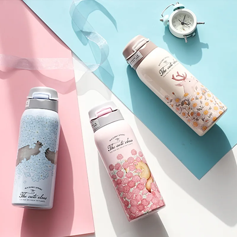 

Insulation Cup Japanese Straw Cup Cute Girl Water Cup Daily Gift Adult Outdoor Kettle with Lid Rope Drinking Cup Sports Cup