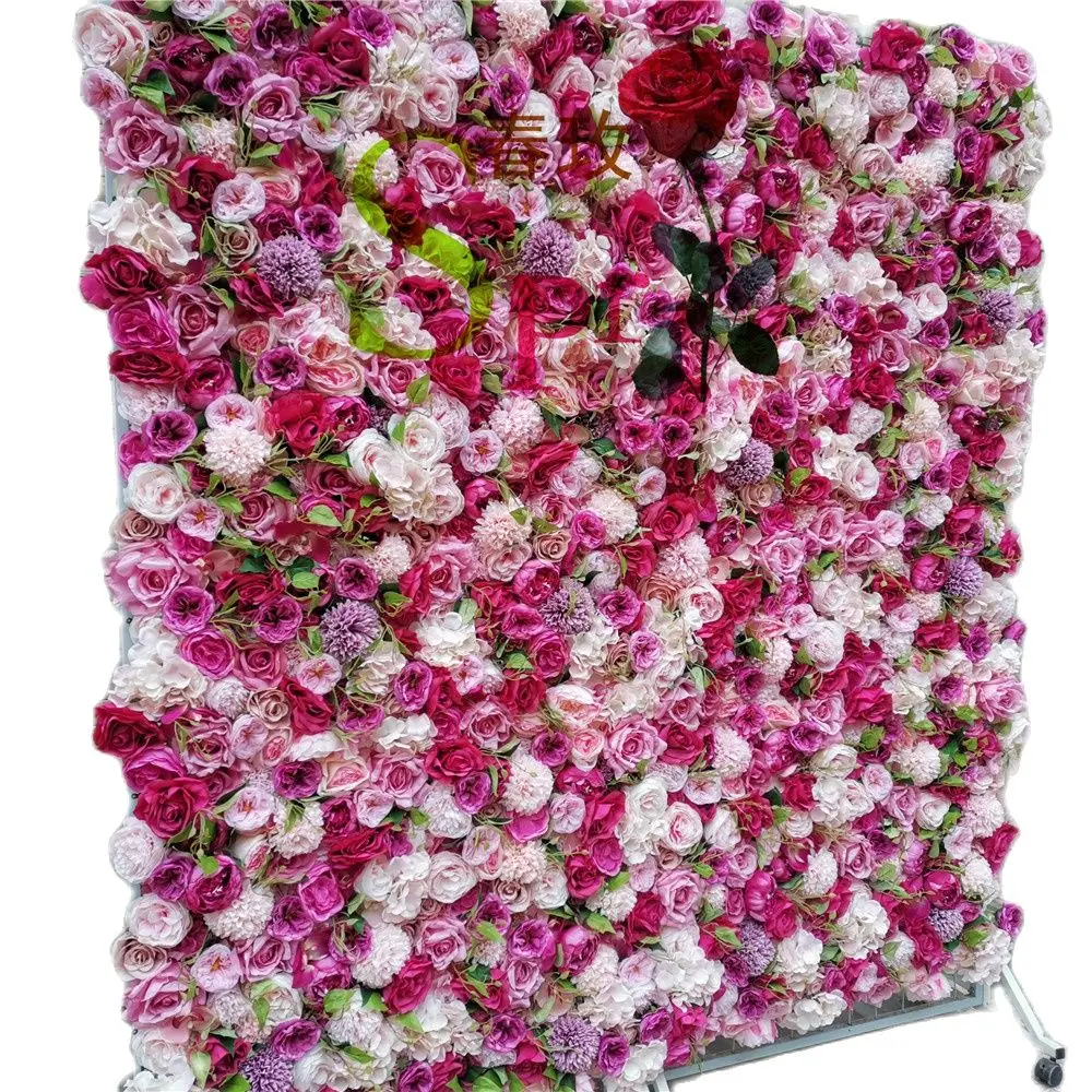 

SPR High Quality 3d Home Decor Restaurant Decoration and Wedding Ceremony Events Fabric Artificial Red Rose Wall