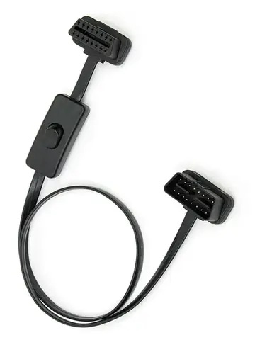 60 см OBD2 16 Pin штекер-гнездо прямоугольный удлинитель с кабелем питания OBD переключатель диагностический инструмент