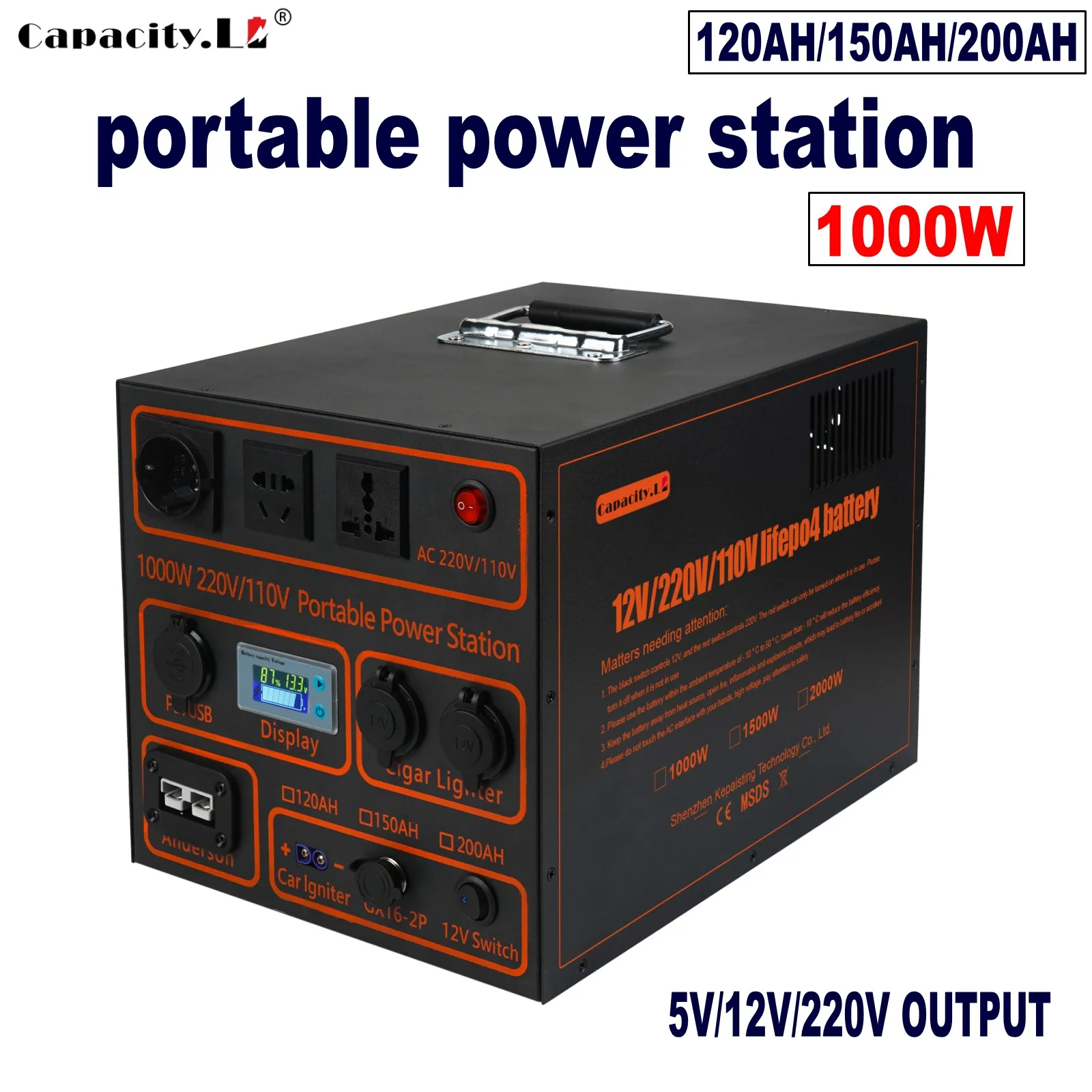 

12V 120AH portable solar power station 200AH lifepo4 battery pack 150AH 5V220V1000W outdoor RV Motor Solar battery Car energy