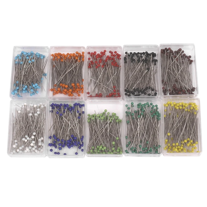 

1000 Pieces Sewing Pins 38mm Glass Ball Head Pins for Dressmaking Jewelry Components Flower Decoration with Transparent Cases, 1
