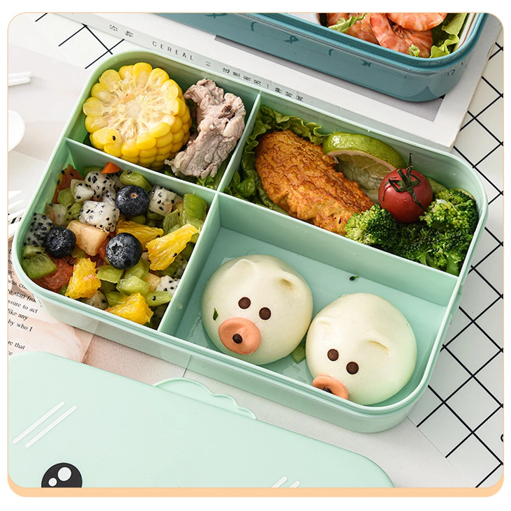 

Контейнер для еды Bento, школьный, детский, с 4 отделениями, герметичный, темно-синий