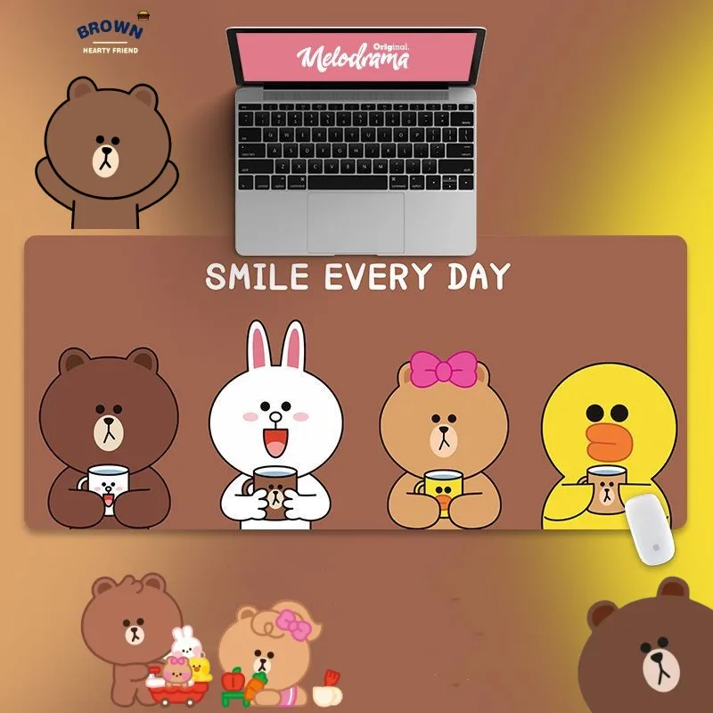 

Игровой коврик для мыши Line Friends с аниме «бурый медведь», компьютерный Настольный коврик для клавиатуры, большой коврик для мыши с милым купо...