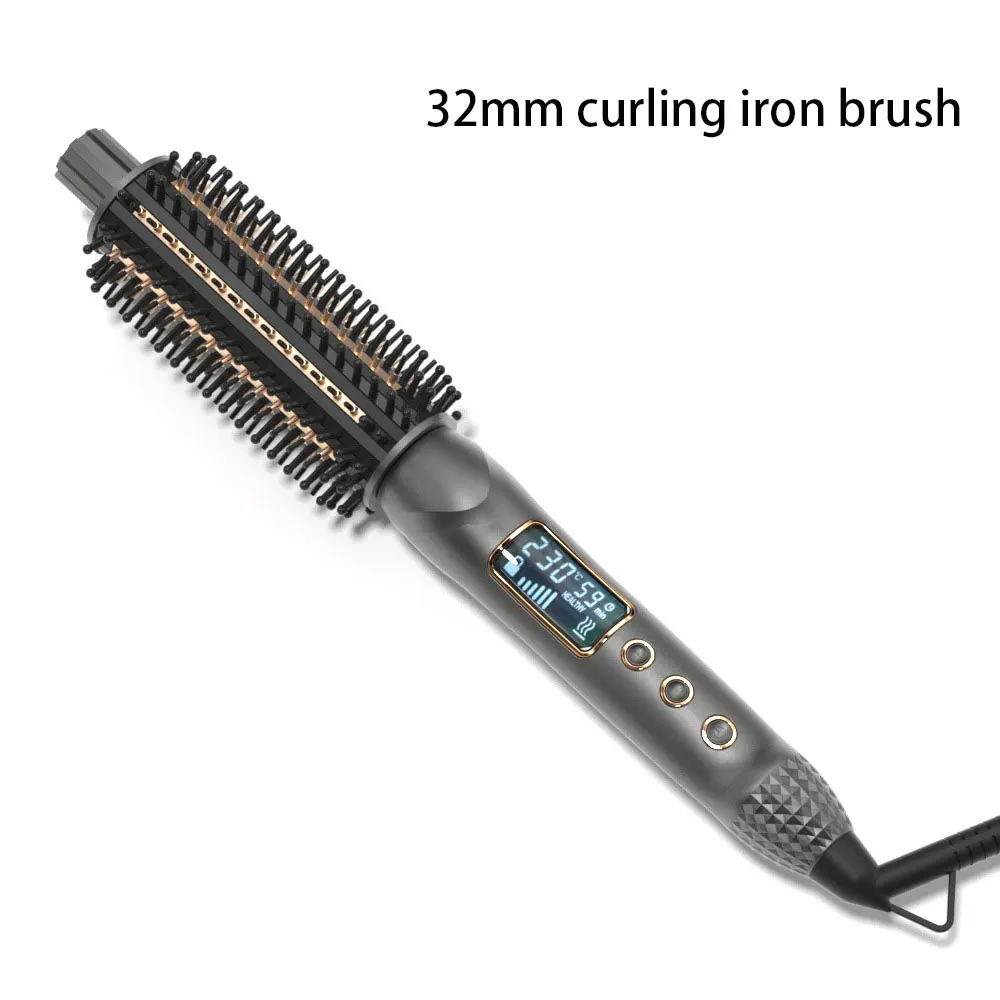 

32mm Curling Iron Brush Electric Hair Curler Comb Ceramic Ionic Round Brush Anti-Scald Heating Comb Volumizing Hair Iron