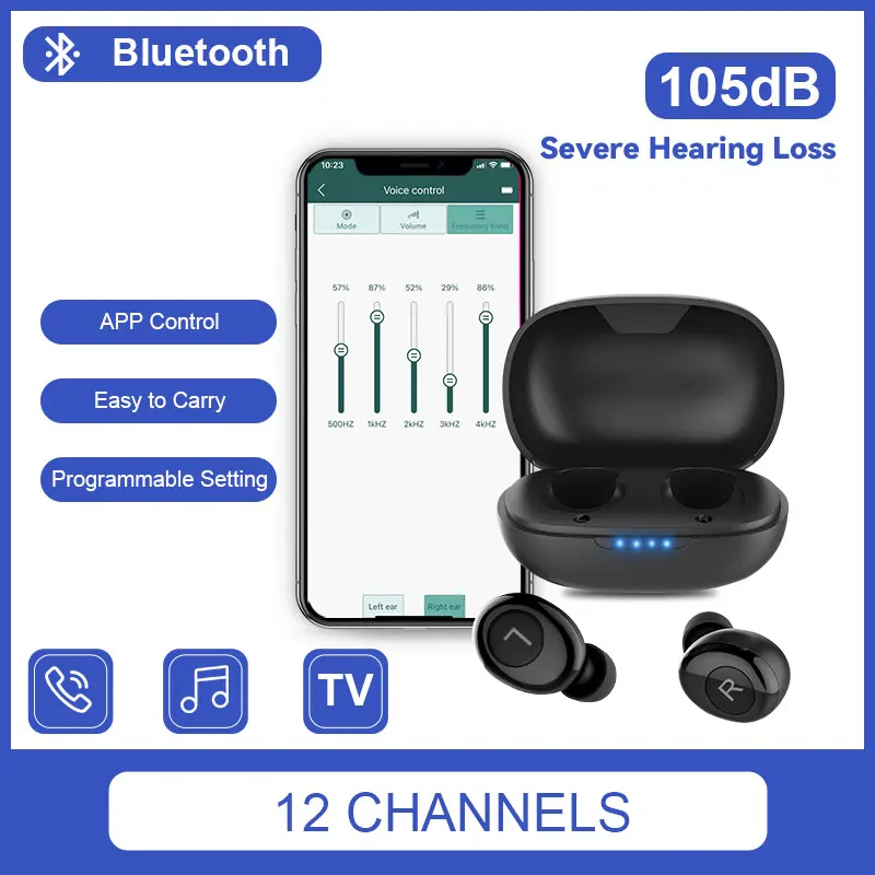 

New Bluetooth Hearing Aid Rechargeable Hearing Aids for Deafness Elderly Severe Hearing Loss Sound Amplifier Powerful Ear Aids