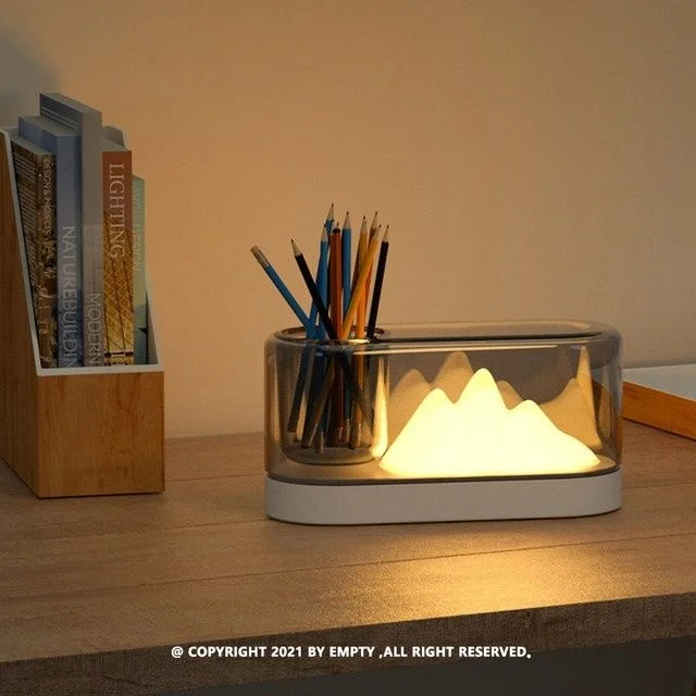 Multi-fountainal Lamp Pen Container With Led Light，Mini Potted Plant Container ,USB  Atmosphere Lamp