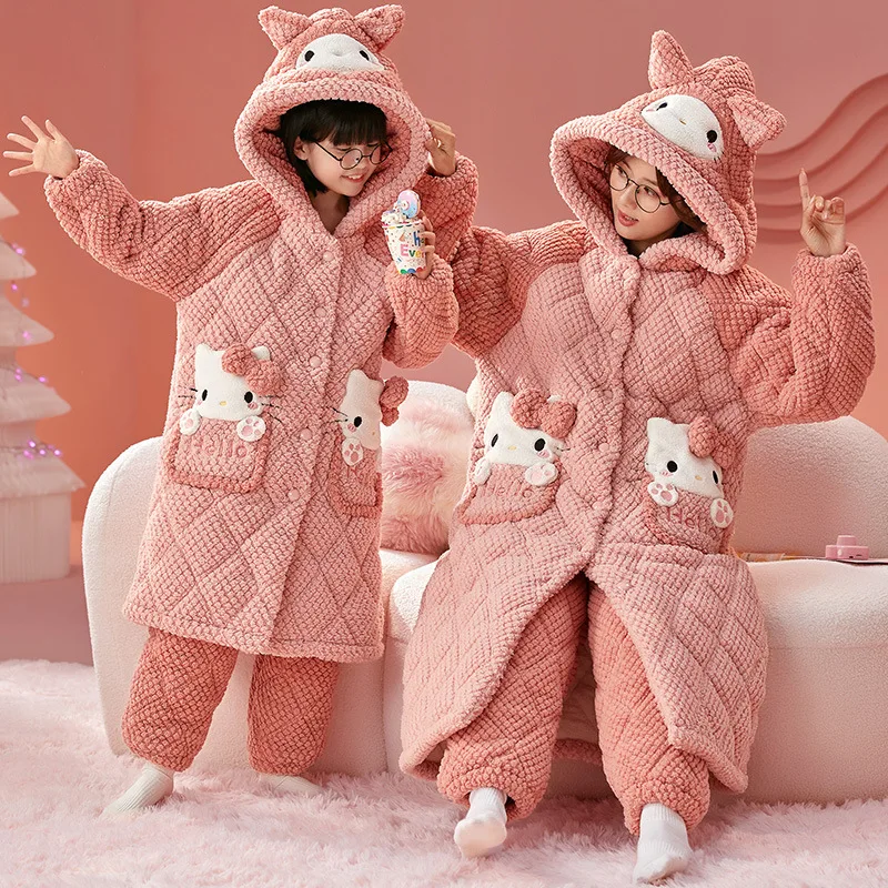 Kawaii зимняя ночная рубашка для девочек пижамы длинная стильная одежда отдыха