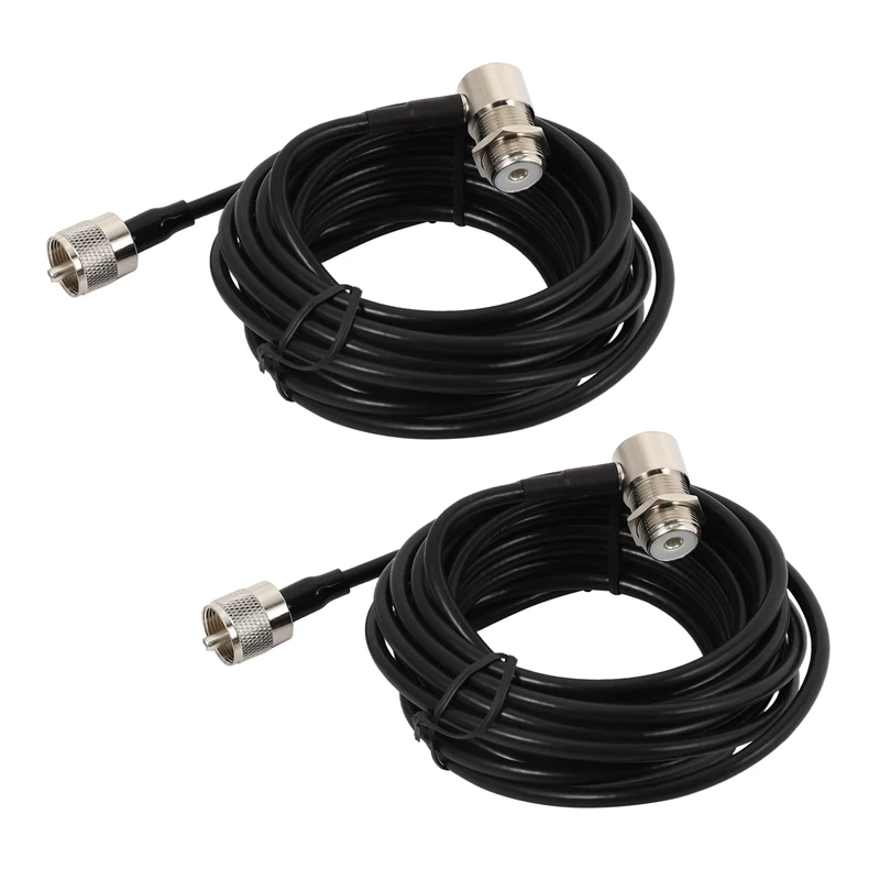 

2X 16Ft RG58 PL259 UHF To SO239 Connectors For Car Radio Mobile Antenna Mount Cable