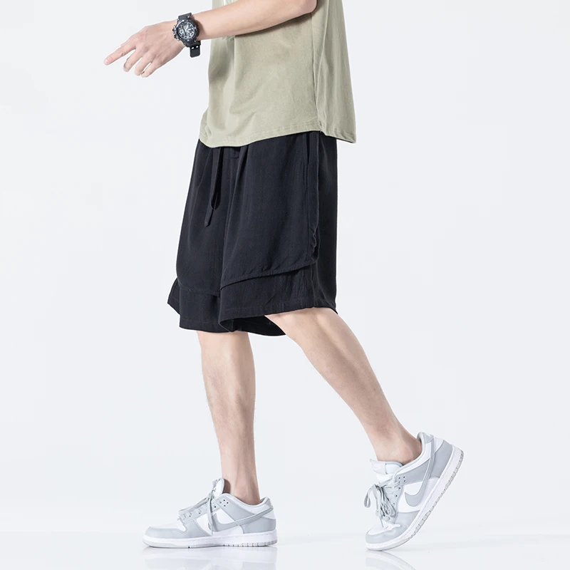 Шорты мужские из хлопка и льна в китайском стиле Повседневная пляжная спортивная