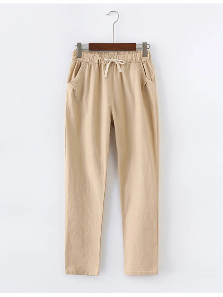 Брюки ZOKI женские из хлопка и льна повседневные свободные однотонные