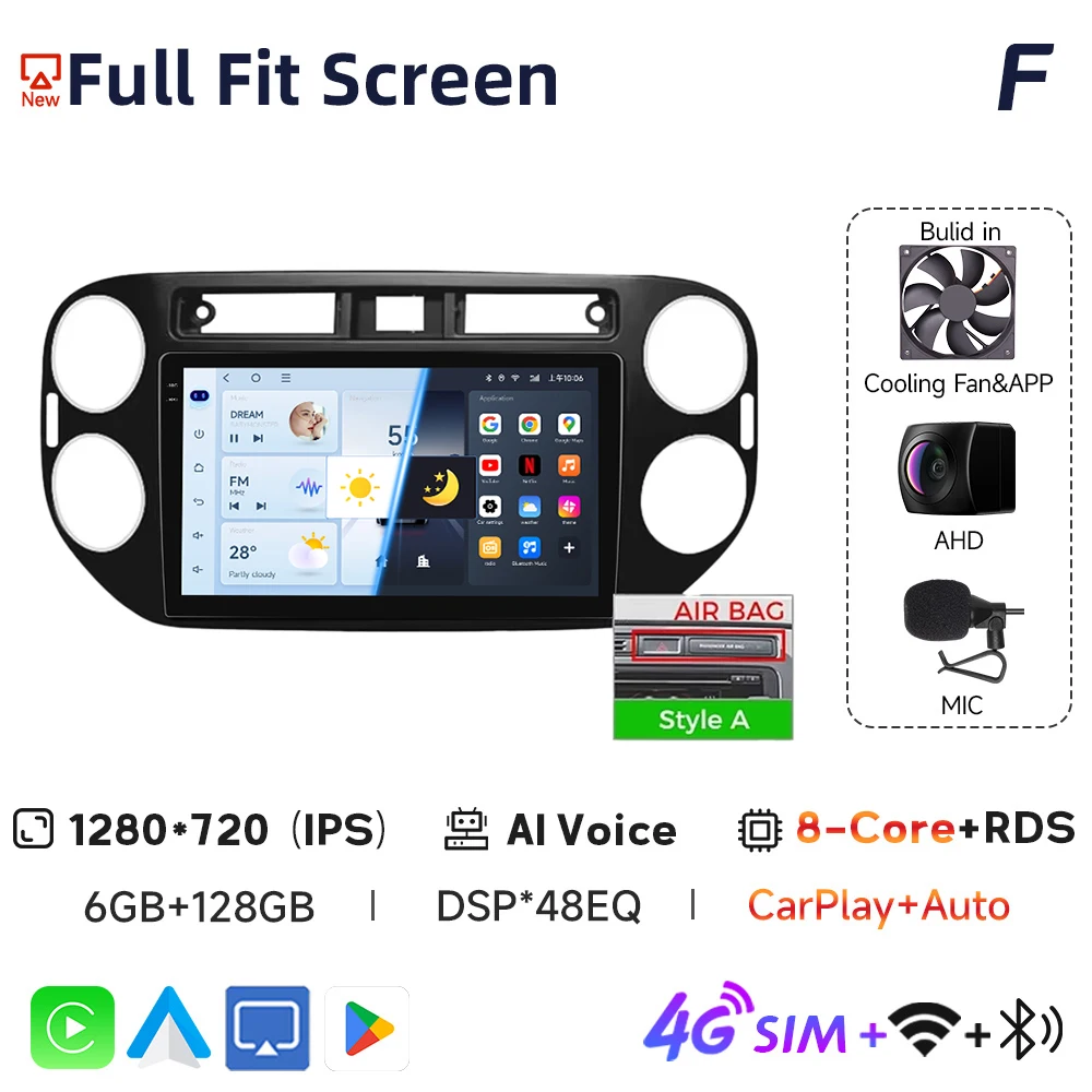 

JIUYIN Android Auto Incell экран радио для Tiguan 1 NF 2006-2016 Carplay автомобильный мультимедийный GPS 2din авторадио головное устройство Navi