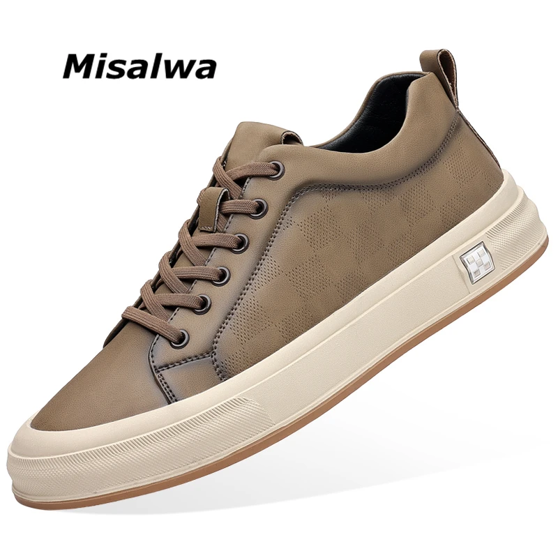 

Misalwa Young Men Skate Shoes Leather British Casual Male Oxford Shoes Korean Fashion Mens Sneakers Luxury