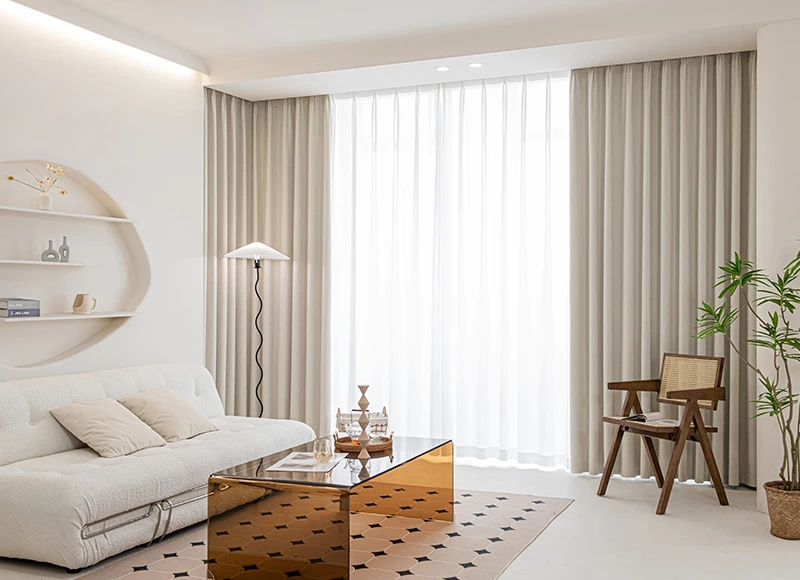 

New curtain thickened milk tea color chenille herringbone curtain fabric simple living room bedroom shading sunscreen X