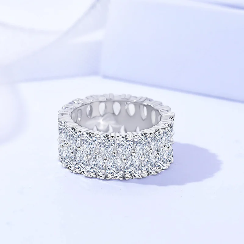 

Изысканные свадебные кольца из серебра 925 пробы для женщин, роскошные модные инкрустированные белыми искусственными цирконами AAA, обручальное кольцо, ювелирные изделия