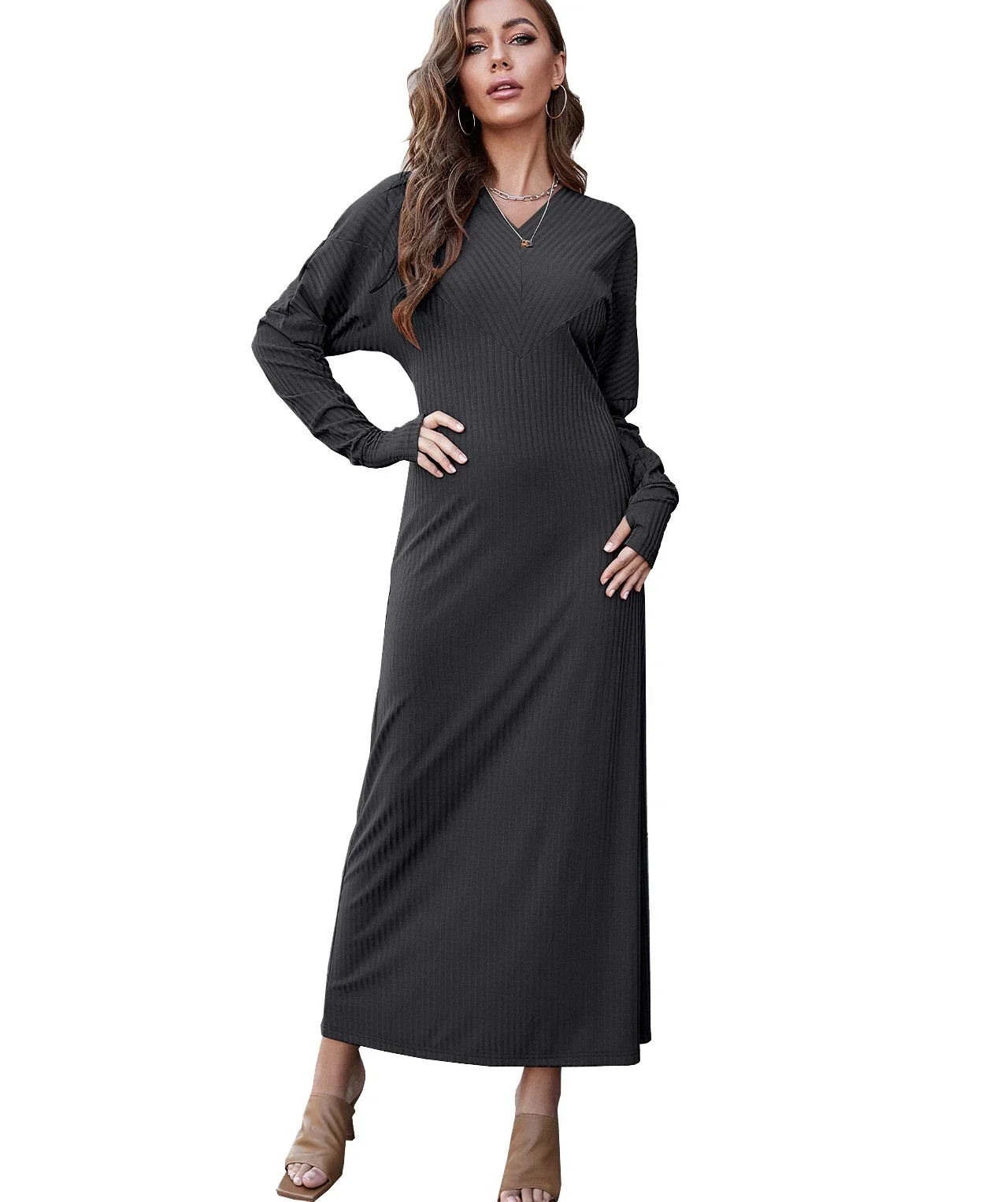 CYDNEE модное осеннее однотонное женское большое свободное платье с длинным