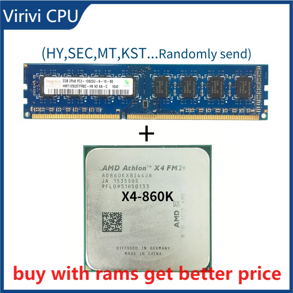 

DDR3 2G 1333Mhz with Athlon X4 860K X4 860 X4-860K 3.7 GHz 95W Duad-Core CPU Processor AD860KXBI44JA Socket FM2+